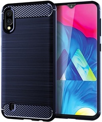 Чехол для Samsung Galaxy A10 (Galaxy M10) цвет Blue (синий), серия Carbon от Caseport