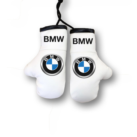 Перчатки боксерские комбинированные "BMW в цвете", белые с черным