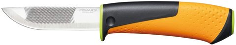 Нож Fiskars для тяжелых работ, черный/оранжевый (1023619)