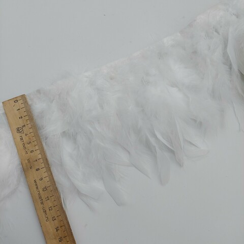 Тесьма  из перьев индейки h-15 см., (белый)