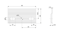 Крепежная планка (шина) Н=28 L=48, «BOYARD»
