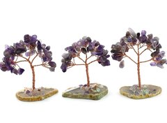 Дерево счастья на срезе агата с аметистом 55*35*80 мм