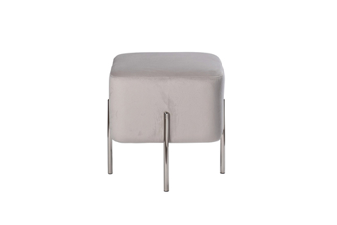 Пуф велюровый 44x42x42см Garda Decor светло-серая с хромированными ножками