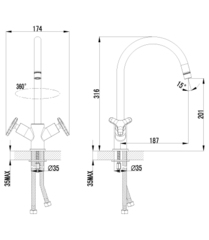 LEMARK Серия plus SPIRIT. Смеситель для кухни с высоким поворотным изливом – LM1905C