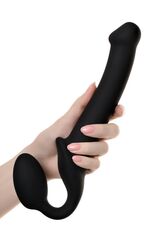 Черный безремневой страпон Silicone Bendable Strap-On M - 