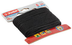 ЗУБР 6 мм, 20 м, черный, плетеный, повышенной нагрузки, полиамидный шнур (50321-06-020)