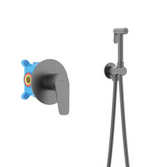 Aquatek AQ1119BGM AQ1119BGM БЕТТА набор с гигиеническим душем (смеситель + гигиеническая лейка + шланг + шланговое подсоединение с держателем), шлиф. черный хром фото