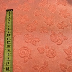 Ткань жаккард оранжевый с цветами  3011