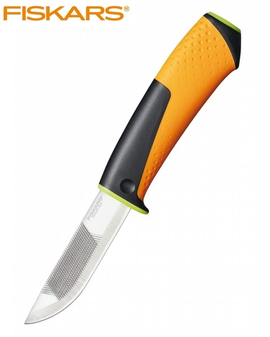 Нож Fiskars для тяжелых работ, черный/оранжевый (1023619)