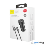 Baseus Small Screw 3.4A Dual-USB Lightning Car Charging Set Black TZXLD-A01
