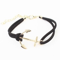Купить Браслет с золотым якорем (черный) в Магазине тельняшек