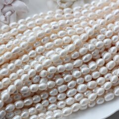 Жемчуг натуральный речной, рис, 7,9-10,1 мм, 1 нить, Ж028