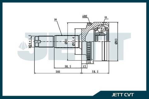 ШРУС внешний JETT V42-3155 ABS