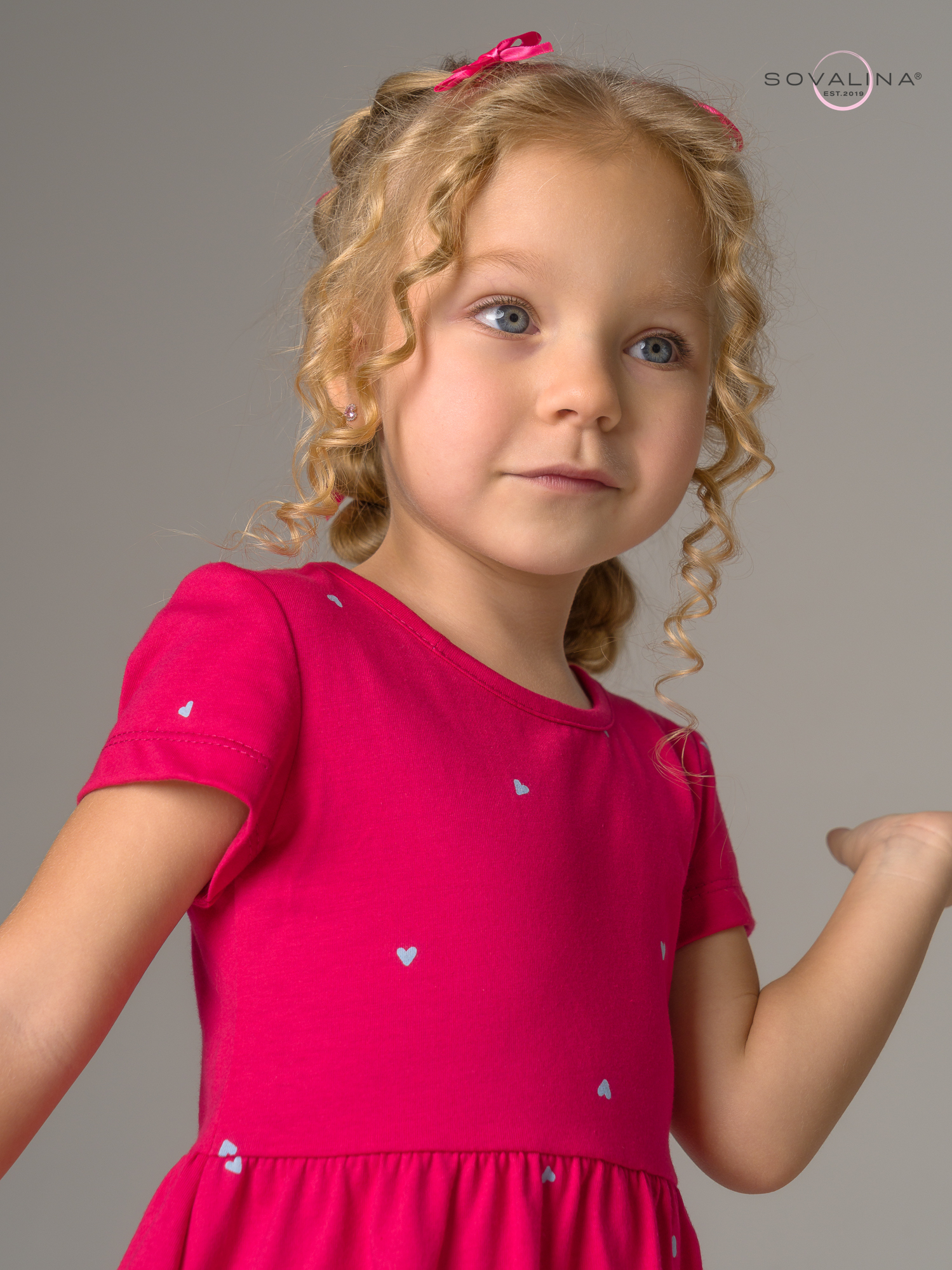 Платье Лето сердечки малина