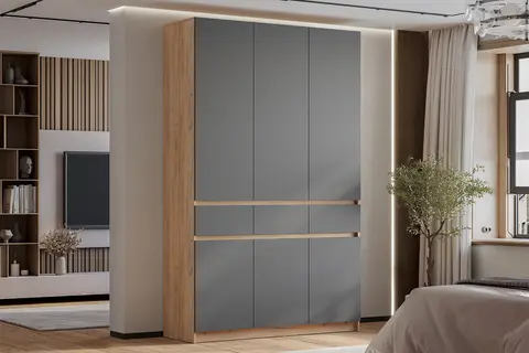 Шкаф 3-х створчатый Багира дуб крафт / графит