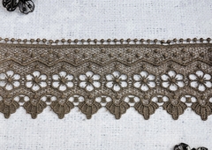 Кружево плетеное, ш. 7,8 см, св.коричневый