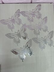 Наклейки Бабочки, Бумага вырубка, Серебро, 13,5*20 см, 6 шт.