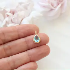 Подвеска Капля с голубым фианитом, 15*8 мм, позолота, П409