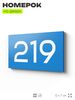 Номер на дверь 219, табличка на дверь для офиса, квартиры, кабинета, аудитории, склада, голубой 120х70 мм, Айдентика Технолоджи