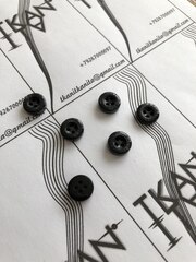 Пуговица пластиковая четырехпрокольная (пластик, Черный перламутр, 10)