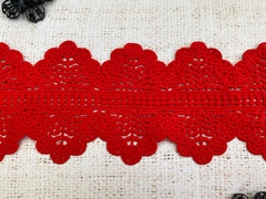 Кружево матовое плетеное, ш. 9,1 см, красный