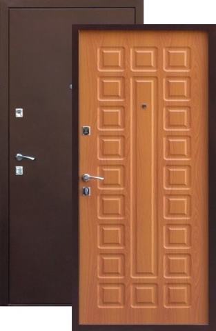 Входная металлическая дверь Квадро (медь антик+миланский орех)  Союз из стали 1,2 мм с 2 замками