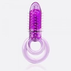Фиолетовое виброкольцо с подхватом мошонки DOUBLE O 8 PURPLE - 