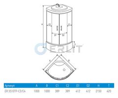 ДУШЕВАЯ КАБИНА ERLIT ER3510TP-C3 100x100x215 ВЫСОКИЙ ПОДДОН
