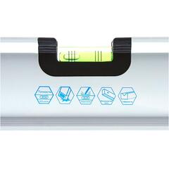 Уровень строительный КОБАЛЬТ Экстра, 800 мм, профиль 30 x 65 мм, 3 глазка, 2 ручки, V-паз, точность 0,5 мм/м (243-288)