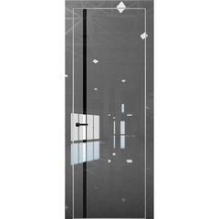 Купить Межкомнатная дверь глянец Pt 8 Платина crystall gray алюминиевая кромка Al остеклённая