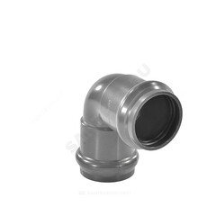 Отвод НПВХ серый SDR26 Дн 110х90гр Ру10 двухраструбный напорный в/к Aquaviva AQV102110