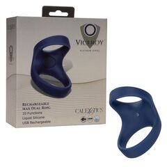 Синее эрекционное виброкольцо Rechargeable Max Dual Ring - 