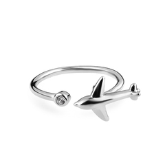 Латунное кольцо "Летящий самолёт" silver