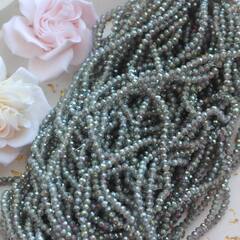 Хрусталь гранёный (стекло) рондель, серый 4*3 мм, 1 нить, С213