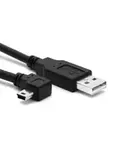 Кабель USB - mini USB (1.5 метра, 150 см) угловой для зарядки черный, правый угол, питание и передача данных, папа папа