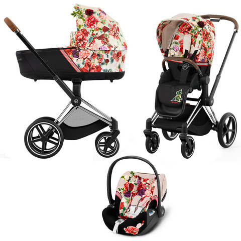 Детская коляска Cybex Priam IV 3 в 1 Spring Blossom Light