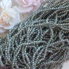 Хрусталь гранёный (стекло) рондель, серый 4*3 мм, 1 нить, С213