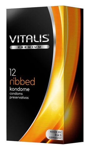 Ребристые презервативы VITALIS PREMIUM ribbed - 12 шт.