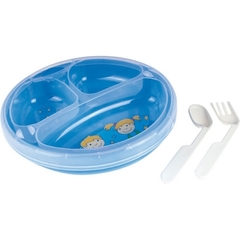 Термотарелка с ложкой и вилкой Colourful animals, 9+ Colourful animals (9/216) (синий)