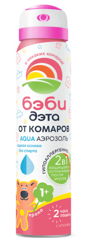 Детский аэрозоль от комаров 2 в 1 БЭБИ ДЭТА АКВА (AQUA), 100 мл