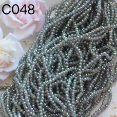 Хрусталь гранёный (стекло) рондель, серый 4*3 мм, 1 нить, С213