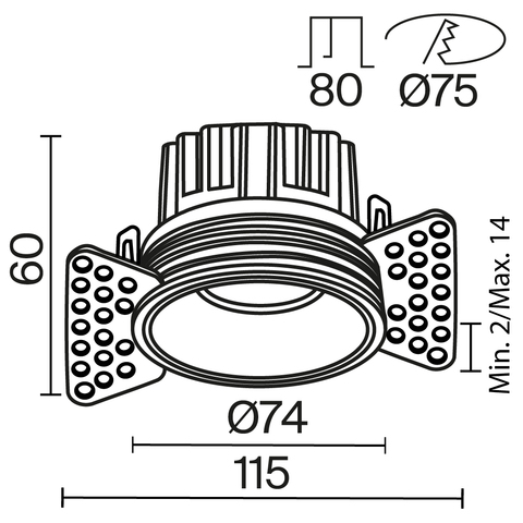 Встраиваемый светодиодный светильник Maytoni Round DL058-12W3K-TRS-BS