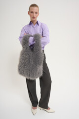 Меховая сумка, серая