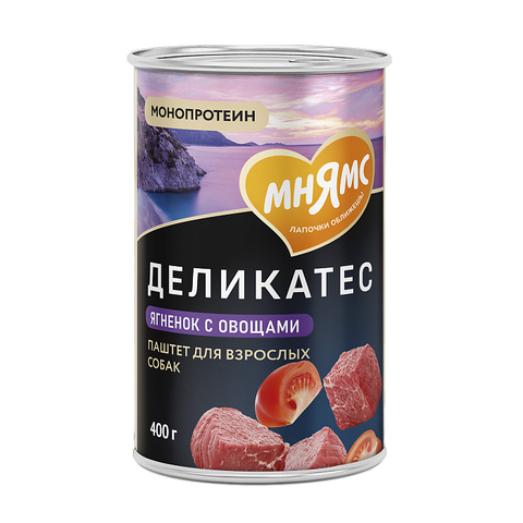 Влажный корм Мнямс Деликатес Паштет из ягненка с овощами для собак всех пород "Мусака по-ираклионски" 400 г