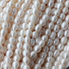 Жемчуг натуральный речной, рис, 7,9-10,1 мм, 1 нить, Ж028