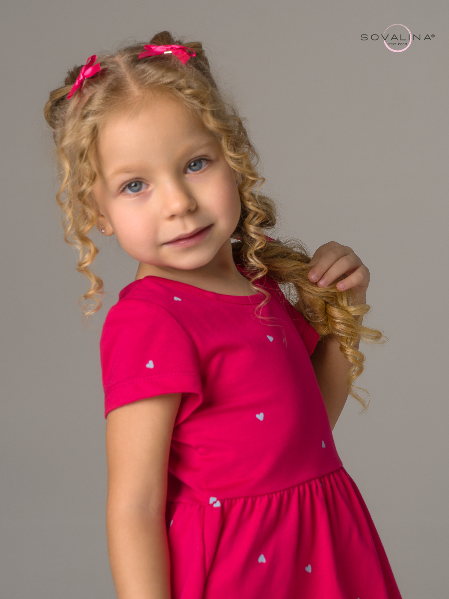 Платье Лето сердечки малина