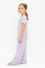 пижама  для девочки  К 1636/лепесток орхидеи,двойная клетка