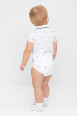 полукомбинезон для новорожденных  КР 6548/белый,морские якоря к568