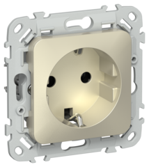 FLITE Розетка с заземлением без защитных шторок безвинтовое крепление 16А РС11-1-ФлШ шампань IEK