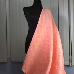 Ткань жаккард оранжевый с цветами  3011